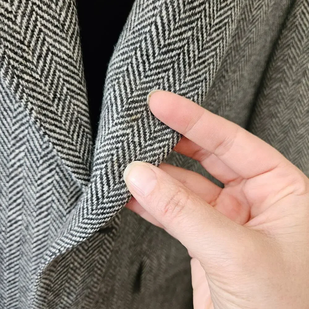 Oscar de la Renta Men's Tweed Blazer Size 40S Lambswool Blend Herringbone Preppy